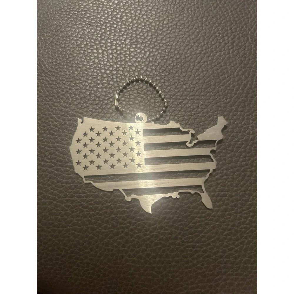 United States Country Flag Steel Pendant  Laser Cut Out.